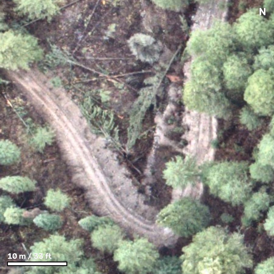 Close-up of the north switchback where segment B turns back into segment C